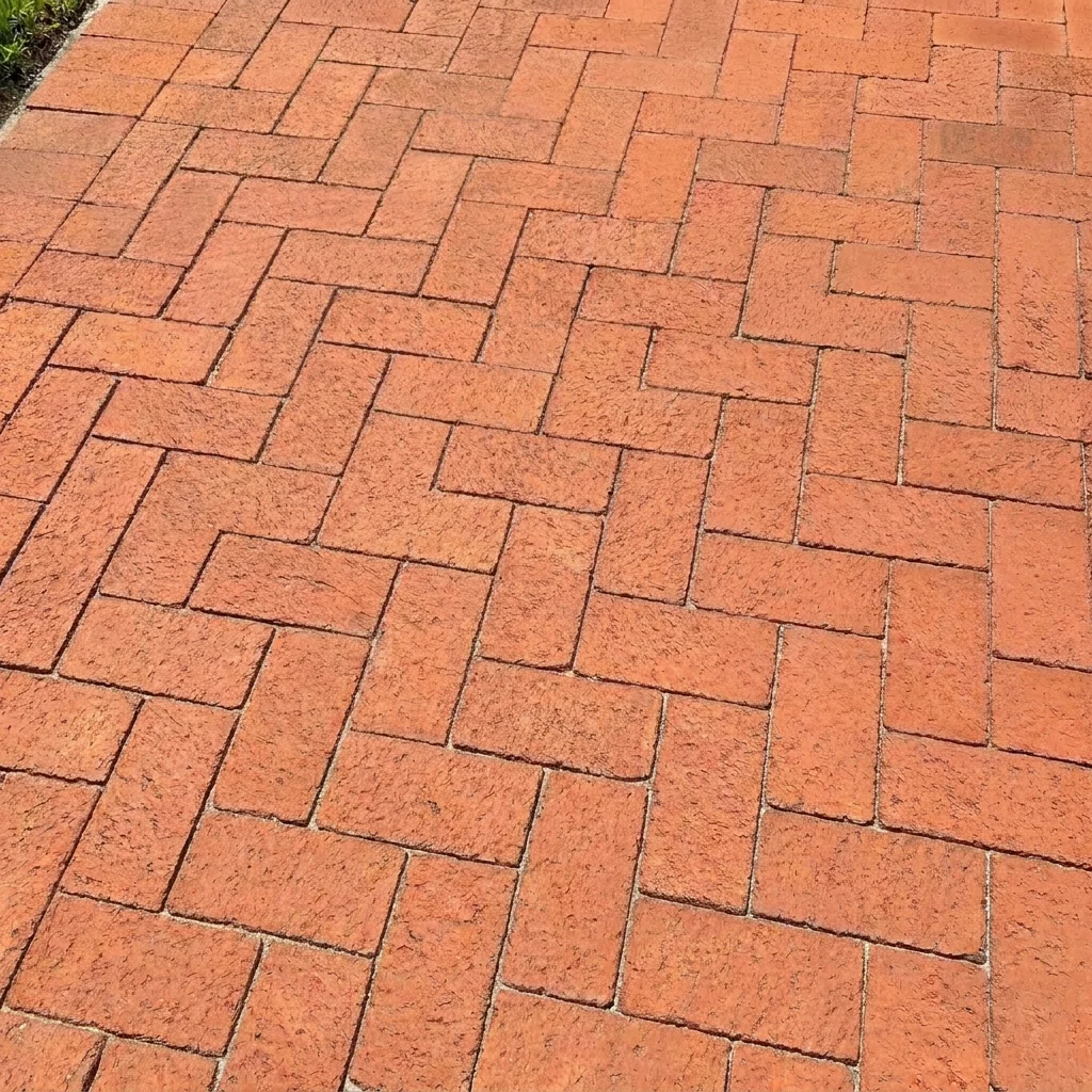 Clean residential brick pavers after professional pressure washing